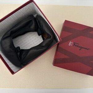 Salvatore Ferragamo My Joy Black Leather Foldaway Ballet Flats